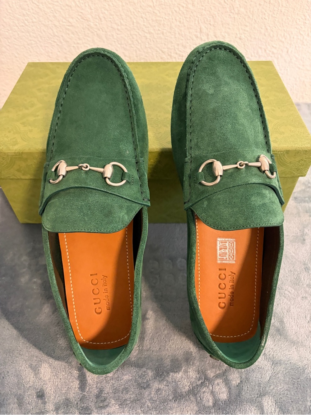 Brand New Men’s Gucci Driver Horsebit Suede Vintage Green Sz 11.5 (US 12) - Picture 6 of 8